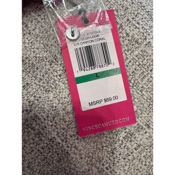 Vince Camuto Coral Peach Flutter Ruffle Sleeve Sleeveless Top Blouse Sz. L - Picture 5 of 12